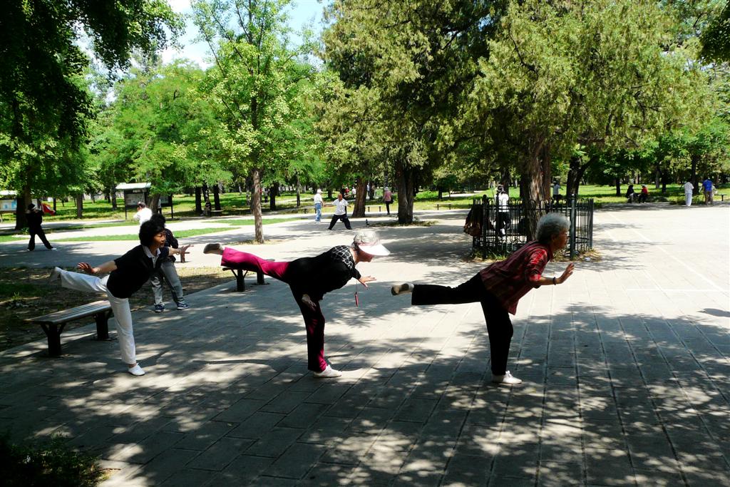 BEIJING - tai chi in het park bij de tempel van de hemel