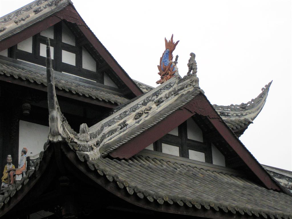 CHENGDU - dak versieringen op Jinli old street