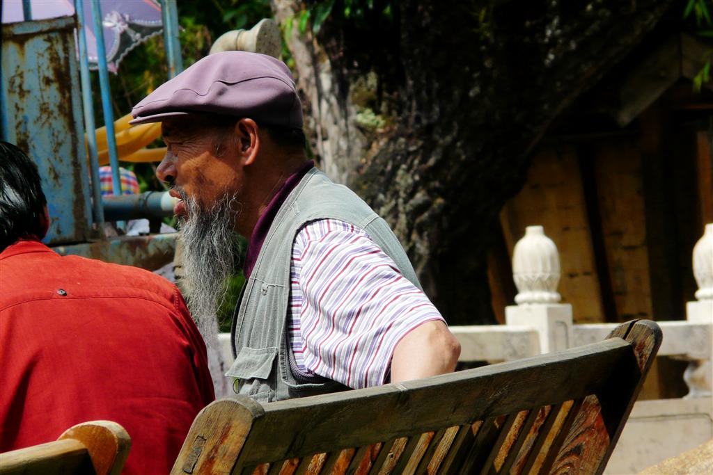 LIJIANG - een man met baard in het Black Dragon Pool Park