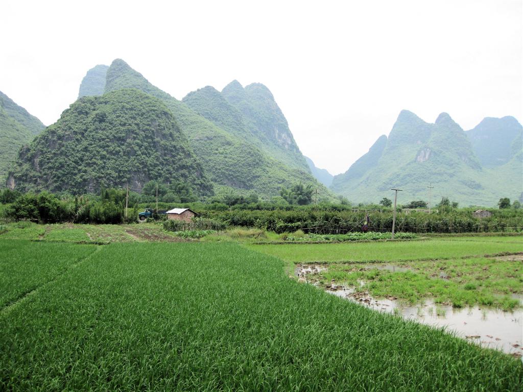 YANGSHUO - het landschap onderweg met de fiets