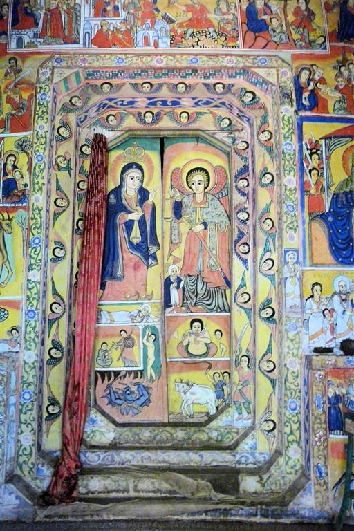BAHIR DAR - muurschilderingen in de Ura Kidane Mihret kerk op het Zeghe Peninsula eiland