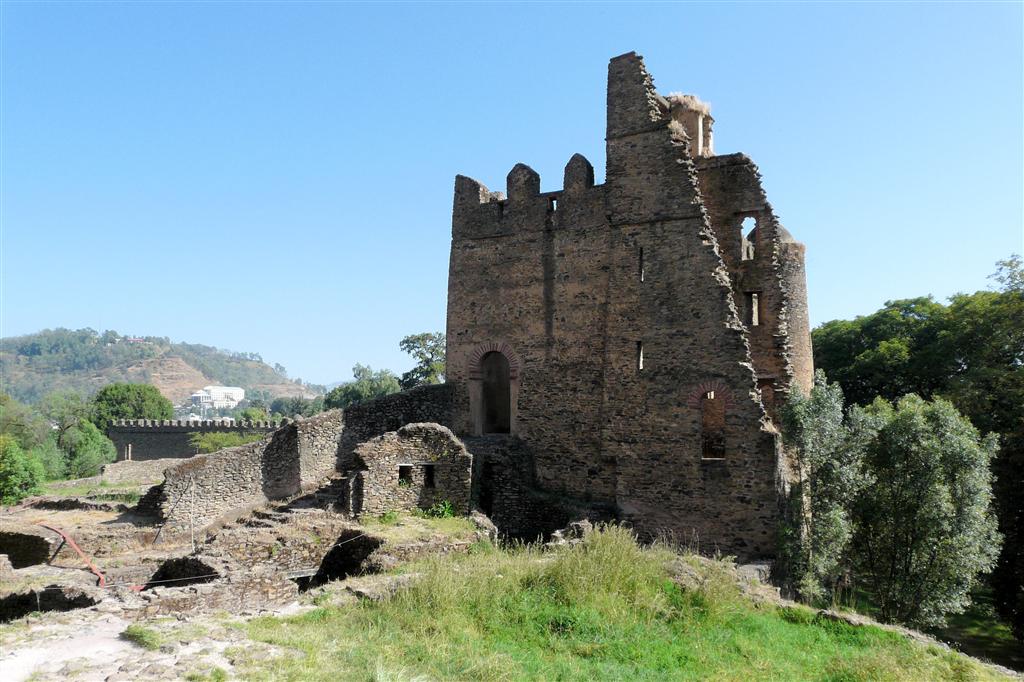 GONDAR - uitzicht vanaf het kasteel van Fasilidas van het Fasil Ghebbi complex