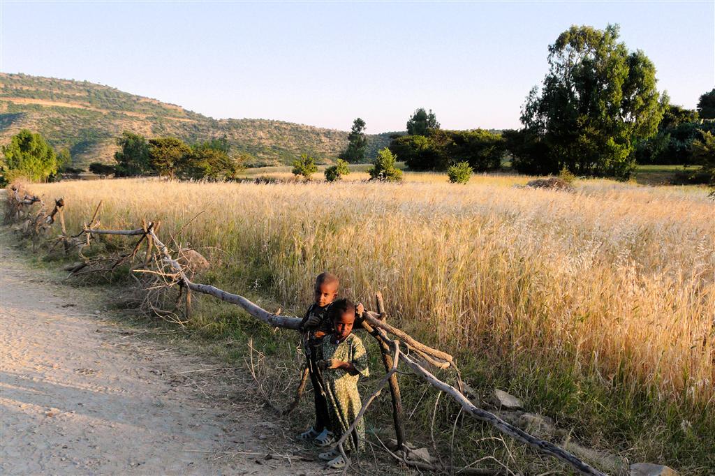 YEHA -> MEKELE - twee kinderen langs een weg