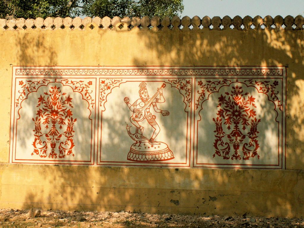 INDIA - JAIPUR - enkele muurschilderingen bij de Royal Gaitor (Cenotaphs of Gatore)