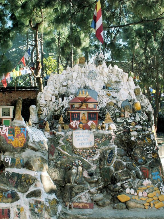 NEPAL - KATHMANDU - een maquette van de monastery khangsar village manang bij het Buddha park