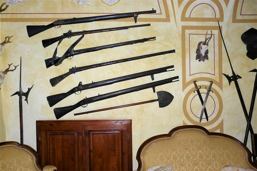 DETENICE - enkele oude geweren in het kasteel van Detenice