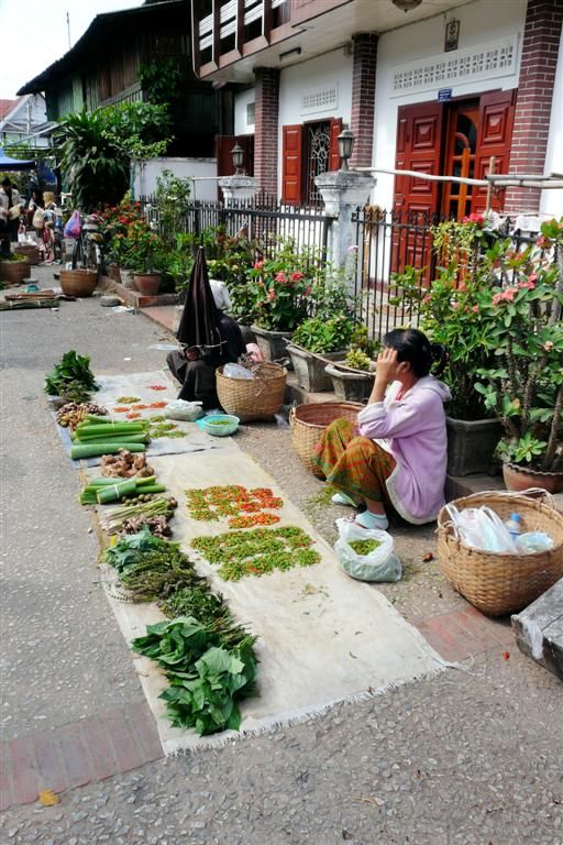 LAOS - LUANG PRABANG - pepers en kruiden op de lokale markt