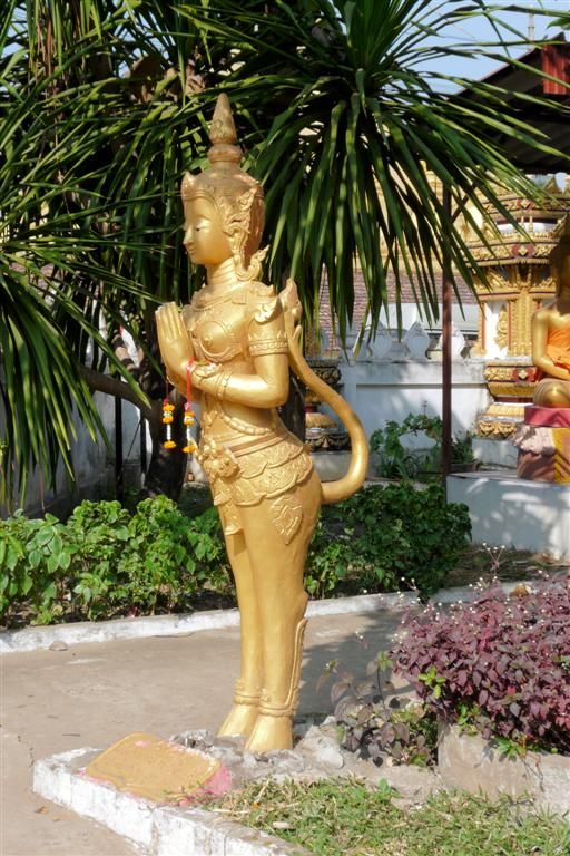 LAOS - VIENTIANE - boeddhabeeld bij Wat That Luang Tai