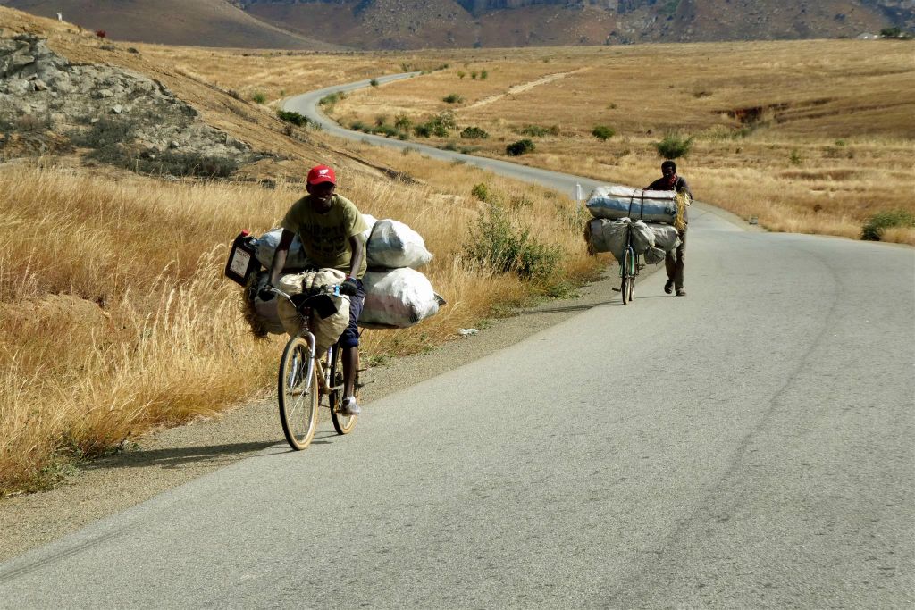 AMBODIN IFANDANA - twee Malagassiërs die goederen vervoeren op hun fiets