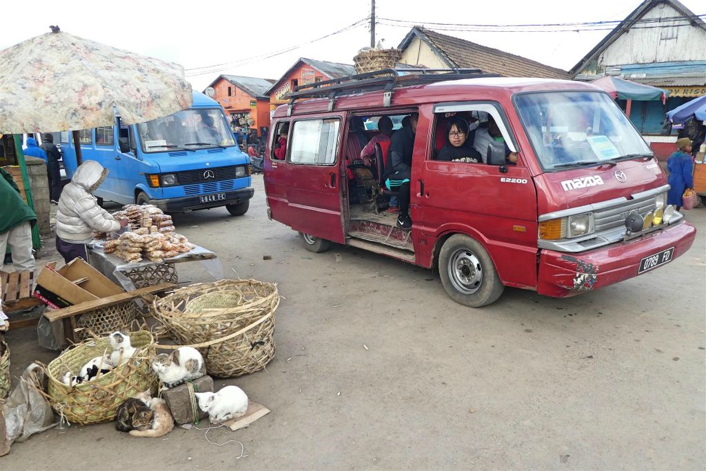 FIANARANTSOA - de verkoop van poezen op een markt