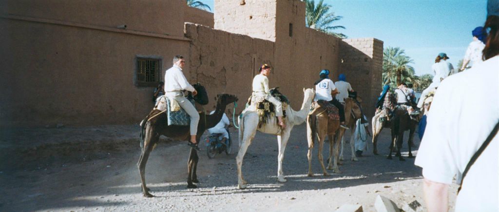 ZAGORA - enkele groepsleden bezig met een dromedarissen tocht