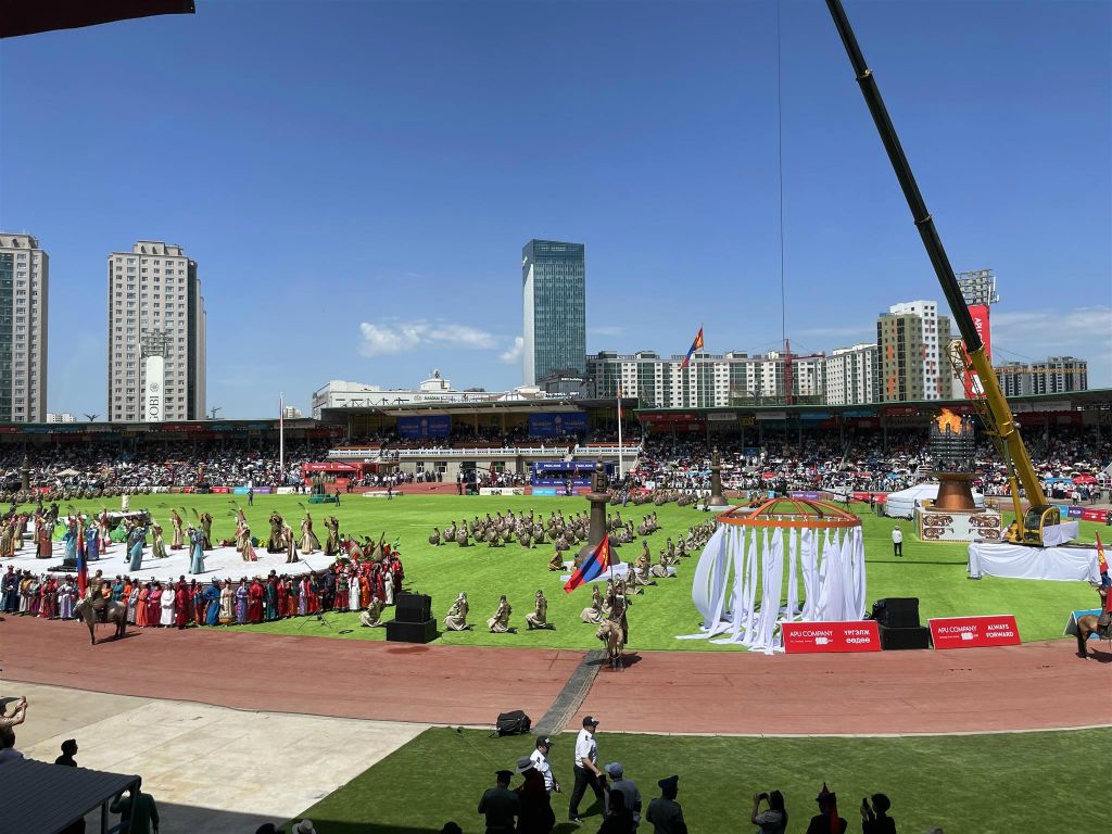 ULAANBAATAR - de openingsceremonie van het Naadam festival in het nationaal sportstadion
