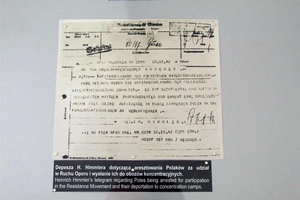 AUSCHWITZ - een telegram van Heinrich Himmler in een museum van Auschwitz I