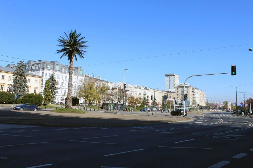 WARSCHAU - het kunstproject de palmboom van Warschau op de Charles de Gaulle rotonde