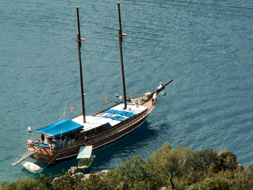 DALYAN -> FETHIYE - de boot waarmee we varen vanaf het eiland St. Nicolas
