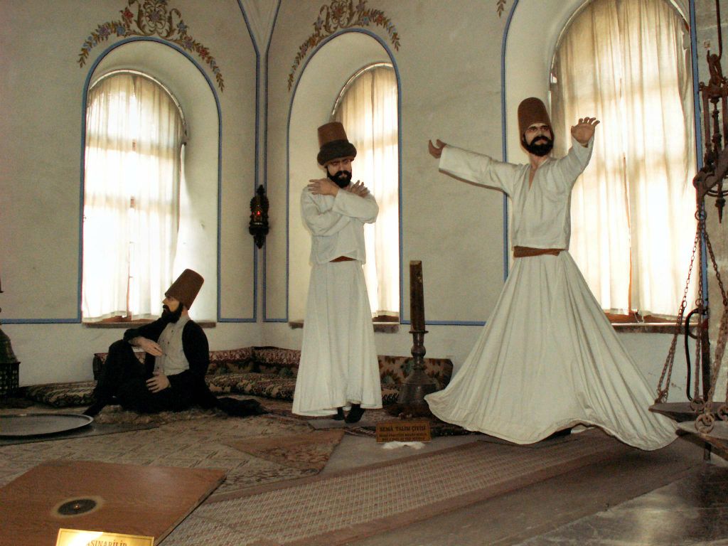 KONYA - afgebeeld het leven van de derwisjen in het Mevlâna museum