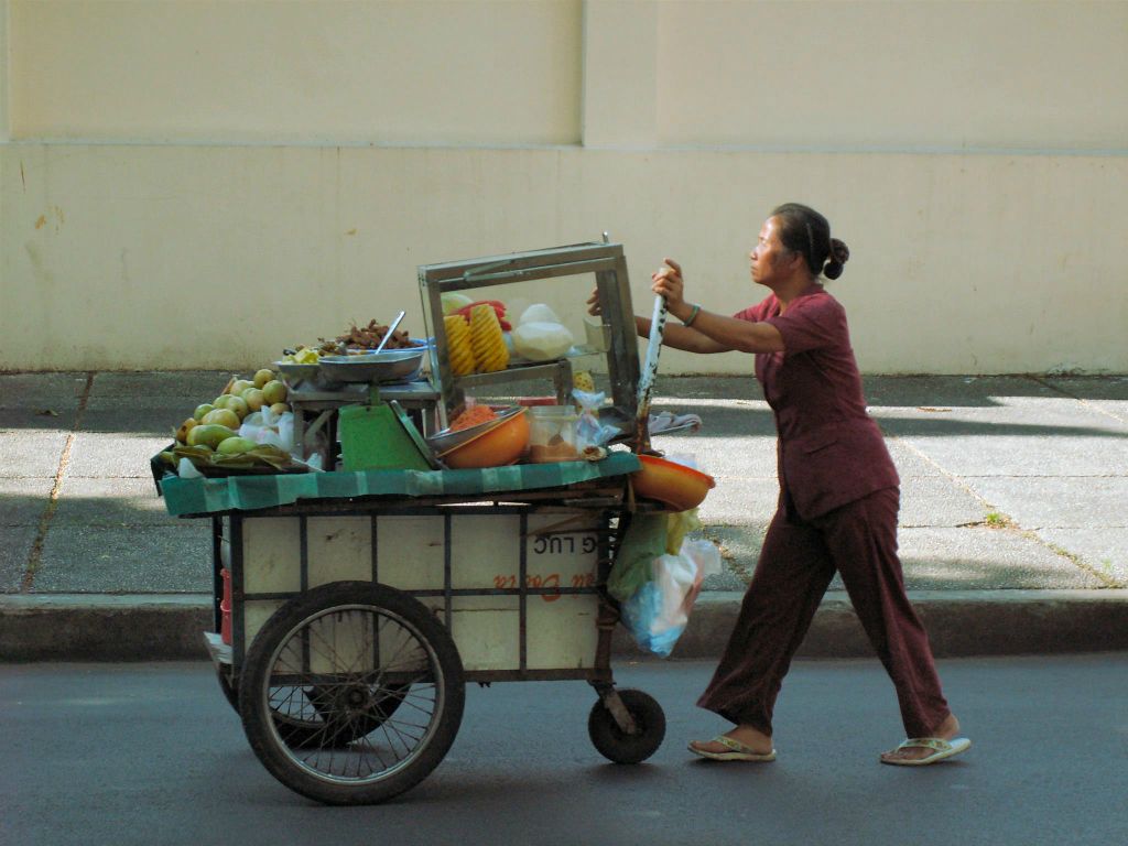 SAIGON - een vrouw met een fruitkar