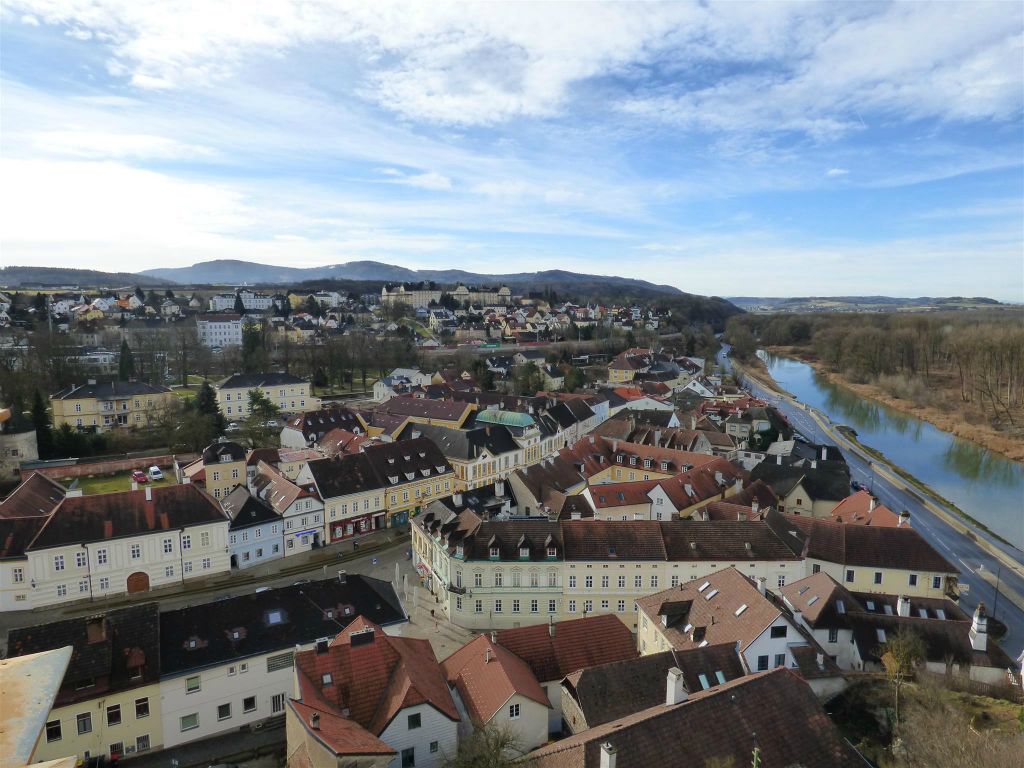 MELK - uitzicht op het dorp Melk vanaf de abdij van Melk (Stift Melk)